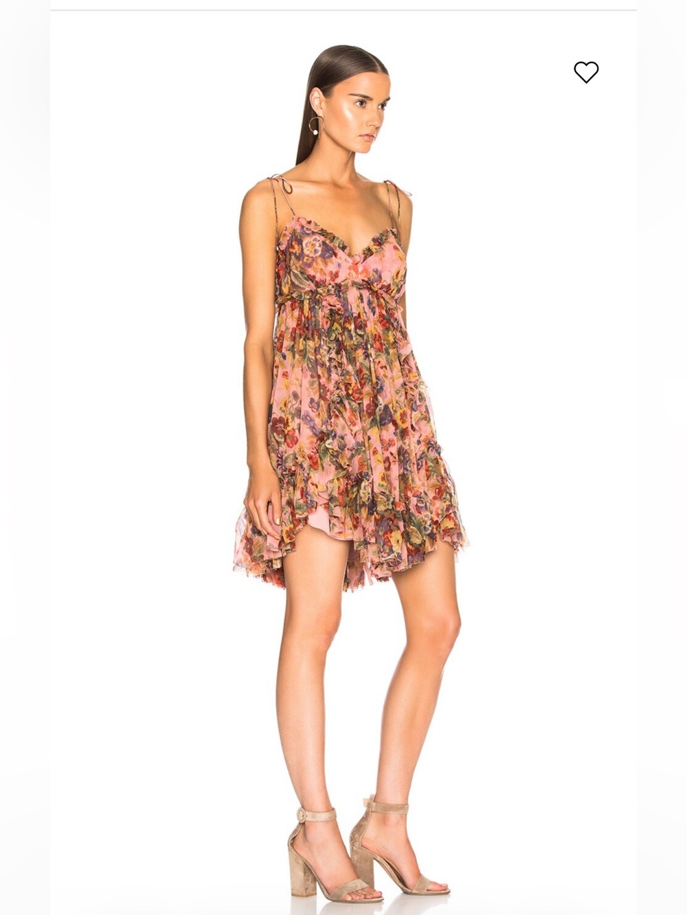 Zimmermann Pink Floral Ruffle Mini Dress